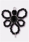 Pendentif rocaille fleur B 30 mm jet / jet x1