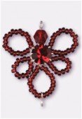 Pendentif rocaille fleur B 30 mm garnet / garnet x1