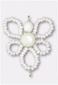 Pendentif rocaille fleur B 30 mm white / chalk white x1