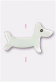 Chien en nacre 14x9 mm blanc x1