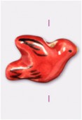 Perle en céramique oiseau 18x13 mm rouge x1