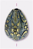 Goutte baroque en résine 17x10 mm bronze denim patina x2