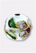 Cloisonnée ronde 10 mm blanc x2