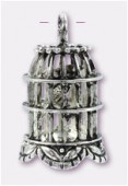 Pendentif en métal cage oiseau 30x23 mm argent x1
