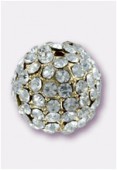 Boule strass Pave Ball 14.5 mm crystal / or x1