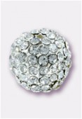 Boule strass Pave Ball 14.5 mm crystal / argent x1