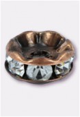 Rondelle strass 4,5 mm crystal  / cuivre x4