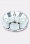 Rondelle strass 8 mm chalk white / argent x1