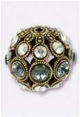 Boule strass 13 mm black diamond golden shadow / or x1
