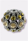Boule strass 13 mm light colorado topaz dorado / argent x1