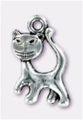 Breloque en métal chat 20x13 mm argent vieilli x2