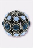 Boule strass 13 mm montana white air blue opal/ argent x1