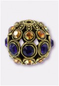 Boule strass 13 mm purple velvet crystal copper / or x1