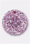 Boule strass Pave Ball 8 mm rose / rose x1
