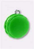 Breloque en résine macaron 16 mm menthe x1