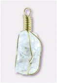 Pendentif cristal de roche fil or x1
