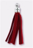 Pompon en suédine 42x7 mm rouge x2