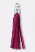 Pompon en suédine 42x7 mm fuchsia x2
