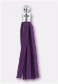 Pompon en suédine 42x7 mm violet x2