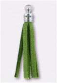 Pompon en suédine 42x7 mm vert x2