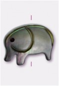 Eléphant en nacre 11x8 mm gris x1
