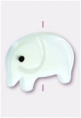 Eléphant en nacre 11x8 mm blanc x1