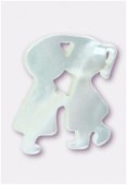 Bisou enfant en nacre 21x14 mm blanc x1