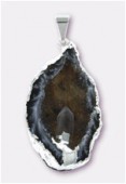 Pendentif geode en agate / cristal de roche x1