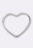Perle en métal anneau plat cœur 22X20 mm argent x4