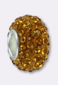 Rondelle strass Pave Ball 12 mm light topaz x1