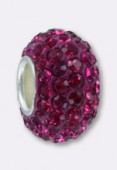 Rondelle strass Pave Ball 12 mm fuchsia x1