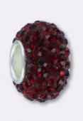 Rondelle strass Pave Ball 12 mm siam x1