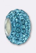Rondelle strass Pave Ball 12 mm aquamarine x1