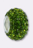 Rondelle strass Pave Ball 12 mm peridot x1