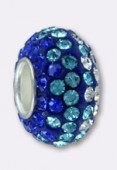 Rondelle strass Pave Ball 12 mm mix blue x1