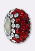 Rondelle strass Pave Ball 12 mm mix siam x1