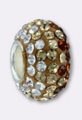 Rondelle strass Pave Ball 12 mm mix topaz x1