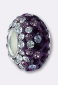 Rondelle strass Pave Ball 12 mm mix amethyst x1