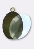 Pendentif en verre transparent et métal bronze 25x18 mm x1