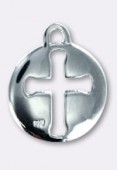 Argent 925 breloque croix découpée 15 mm x1