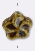 Perle en céramique fleur 17 mm marron x1