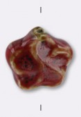Perle en céramique fleur 17 mm rouille x1