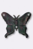 Papillon en nacre 21x26 mm gris x1