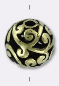 Perle ajourée en métal 14 mm bronze x2