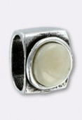 Passant en métal argent pour cuir 10x6 mm nacre x1
