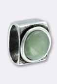 Passant en métal argent pour cuir 10x6 mm vert x1