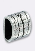 Passant en métal pour cuir 6x3 mm strié L argent x1