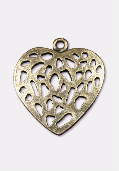 Pendentif Cœur En Métal - Bijou Ancien Style Romantique, Occasion à Détails
