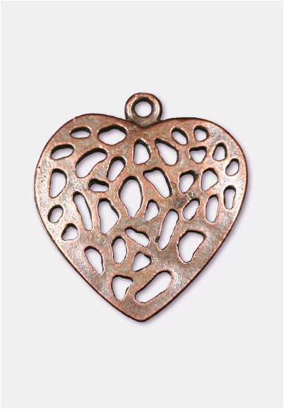 Pendentif Cœur En Métal - Bijou Ancien/Vintage, Occasion, Petit Accessoire Romantique