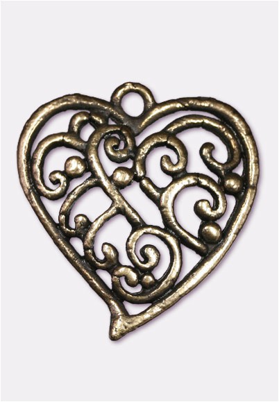 Pendentif En Métal Coeur Ajouré 30x28 Mm Bronze X1 - Pendentifs En